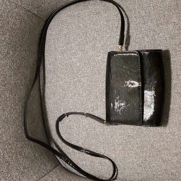 Small Shiny Black Crossbody Bag - Picture 1 of 7